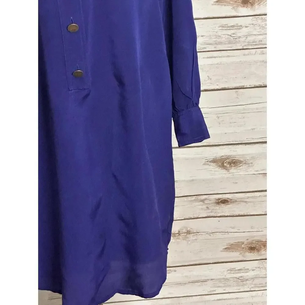 Anthropologie Hunter Dixon purple silk popover shirtdress Size Small